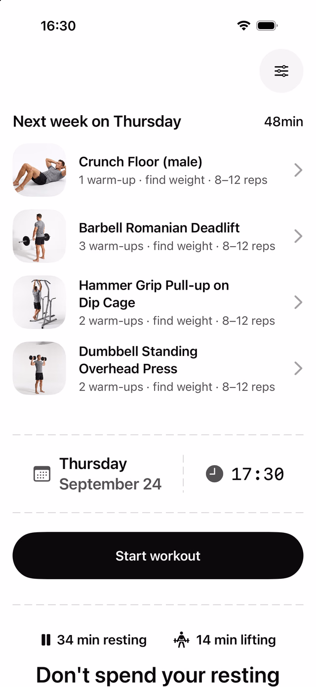 Third planned session: Thursday September 24 workout preview